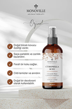 Citronella Suyu %100 Doğal Ve Saf Tonik 100 ml (CİTRONELLA WATER)