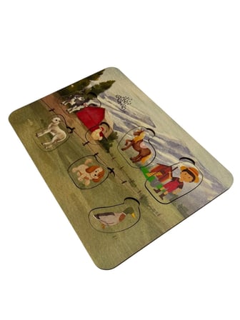 Dino Dünyası, Ahşap Çocuk Puzzle, Renkli Dinozor Temalı Yapboz, Bul Tak Bulmaca, 6 Parça