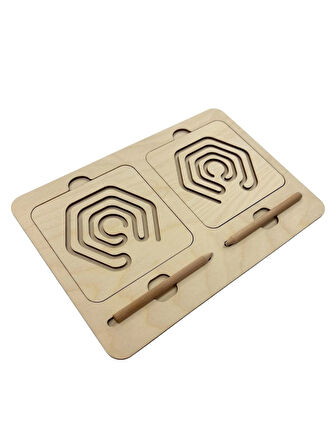 Ahşap Sağ ve Sol El Koordinasyon Oyunu, İki El Çizgi Çalışması, Geometrik Desenler, 5'li Çizim Seti