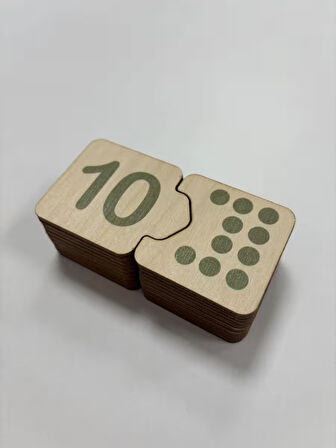 Ahşap Sayı Eşleme, Yeşil, Sayı Puzzle, Ahşap Puzzle, Montessori Sayı Bulmaca Oyunu, Sayma Oyunu