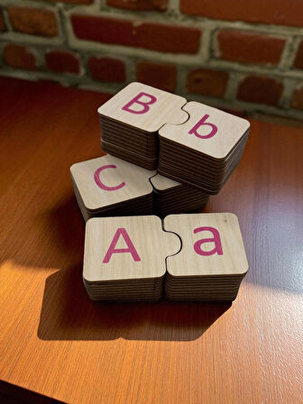 Ahşap Sayı Eşleme, Pembe, Sayı Puzzle, Ahşap Puzzle, Montessori Sayı Bulmaca Oyunu, Sayma Oyunu