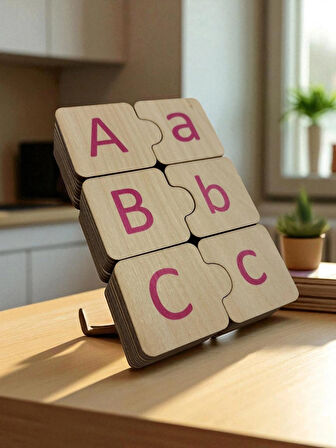 Ahşap Sayı Eşleme, Pembe, Sayı Puzzle, Ahşap Puzzle, Montessori Sayı Bulmaca Oyunu, Sayma Oyunu