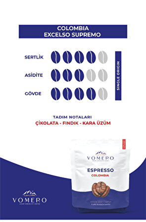 Colombia - Supremo Excelso Yöresel Çekirdek Kahve 250 GR