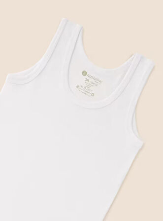 Beyaz Erkek Çocuk Organik Pamuk Ribana Atlet 3' Lü 2002-3