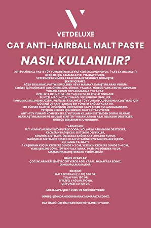 Anti Hairball Adult Cat Malte Paste Tüy Yumağı Önleyici Yetişkin Kedi Malt Macunu 100 Gr