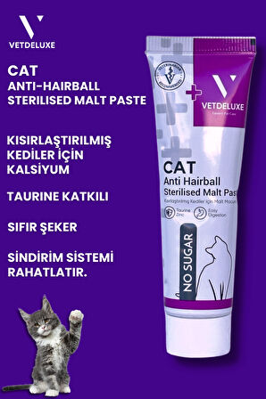 Sterilised Adult Cat Malte Paste Kısır Kediler İçin Tüy Yumağı Önleyici Kedi Malt Macunu 100 Gr