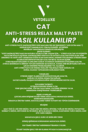 Anti Stress Relax Malte Paste Sakinleştirici Tüy Yumağı Önleyici Yetişkin Kedi Malt Macunu 100 Gr