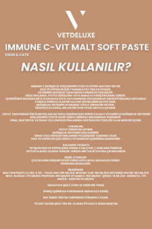 Immune C-Vit Malt Paste C Vitaminli Kedi ve Köpek Bagisiklik Güçlendirici Malt Macunu 100 Gr