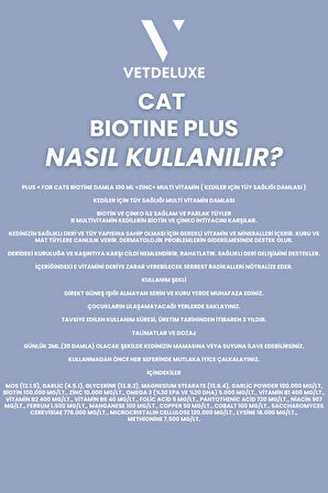 Biotine Çinko Katkılı Likit Kedi Tüy Dökülmesi Engelleyici Deri ve Tüy Sağlığı Damlası 100 Ml