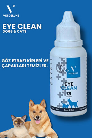 Vetdeluxe Eye Clean Losyon Kedi Köpek Gözyaşı Lekesi ve Göz Çevresi Temizleme Solüsyonu 50 Ml