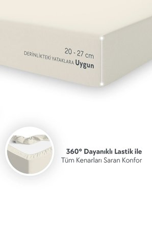 Calmera | %100 Pamuk Penye Lastikli Çarşaf | Tek Kişilik | 100 x 200 cm - Ekru