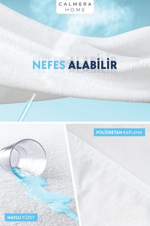 Calmera | Pamuklu Su/Sıvı Geçirmez Alez | Havlu Yatak Koruyucu - Çarşaf Tipi | Tek / Çift Kişilik - Battal | Beyaz - 60 x 120 cm