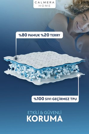 Calmera | Pamuklu Su/Sıvı Geçirmez Alez | Havlu Yatak Koruyucu - Çarşaf Tipi | Tek / Çift Kişilik - Battal | Beyaz - 90 x 190 cm
