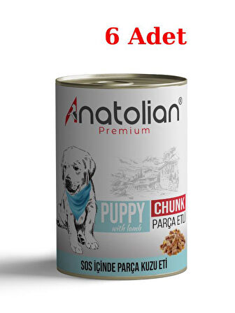 Anatolian Premium Puppy Lamb Kuzulu Parça Etli Yavru Köpek Konservesi 400 gr 6 Adet