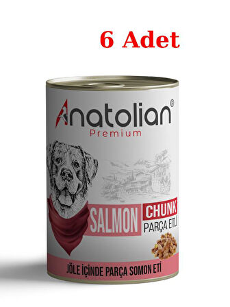 Anatolian Premium Adult Salmon Somonlu Parça Etli Yetişkin Köpek Konservesi 400 gr 6 Adet