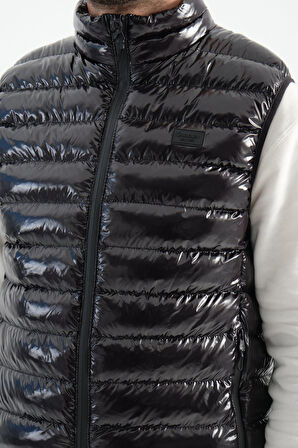 Siyah - XL Erkek Parlak Yelek Luxe Bej
