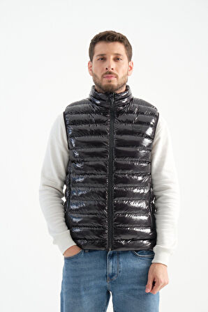 Siyah - 2XL Erkek Parlak Yelek Luxe Bej