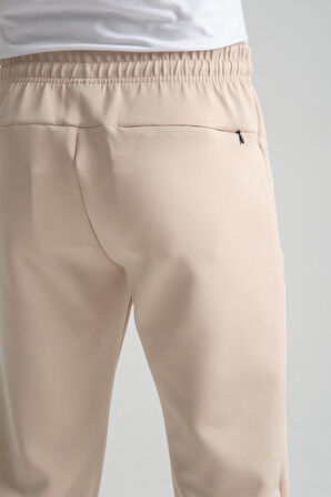 Bej - 3XL Erkek Cep Detaylı Jogger Eşofman Altı