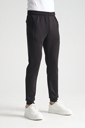 Siyah - 3XL Erkek Cep Detaylı Jogger Eşofman Altı