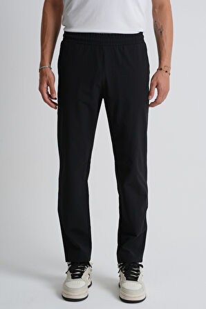 Siyah - XL Lacivert Beli Bağcıklı Arka Cep Detaylı Rahat Kalıp Erkek Eşofman Alt