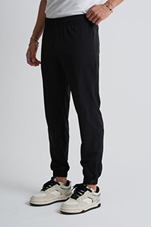 Siyah - L Antrasit Paça Lastikli Beli Bağcıklı Fermuarlı Cepli Standart Kalıp Erkek Eşofman Alt