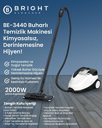 Bright Elegance Be-3440 Çok Fonksiyonlu Buharlı Temizlik Makinesi- Buharlı Temizleyici