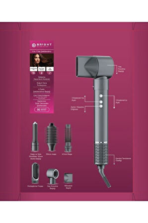 Bright Elegance BE-5117 6 in 1 BLDC Saç Şekillendirici Set Antrasit