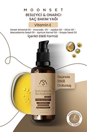 Moonset Besleyici Ve Onarıcı Saç Bakım Yağı 50 ml - Tüm Saç Tipleri İçin E Vitaminli Özel Formül