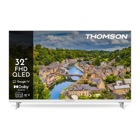 Thomson Tv 32 Inç (80 Cm) Fhd QLED Smart Google Tv, 12V Adaptör, Sesli Kontrol, Google Cast, Dolby Audio, HDR10, Wifi, Bluetooth, 3x Hdmı, Beyaz, 32FQG3S15CW