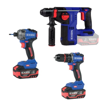 EXEN EN 314 SET - 21V 4Ah Kömürsüz Şarjlı Makina 3'lü Set