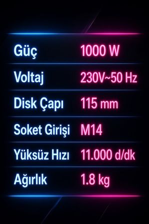 EXEN EPA 1015 - 115mm 1000W Elektrikli Avuç Taşlama Profesyonel Spiral