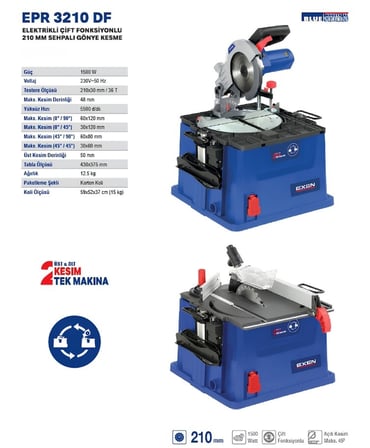 EXEN EPR 3210 DF 210mm Elektrikli Çift Fonksiyonlu Gönye Kesme Makinası EX038025