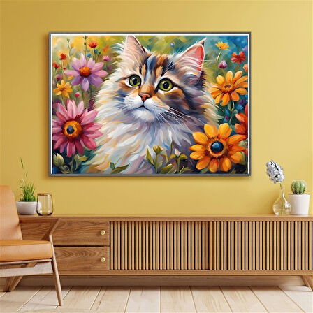 SEVİMLİ KEDİ CAT1 70X50CM KARTON ÇERÇEVESİZ TABLO