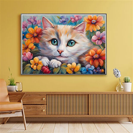 SEVİMLİ KEDİ CAT7 70X50CM KARTON ÇERÇEVESİZ TABLO