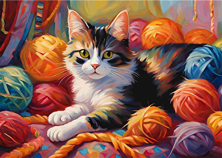 SEVİMLİ KEDİ CAT8 70X50CM KARTON ÇERÇEVESİZ TABLO