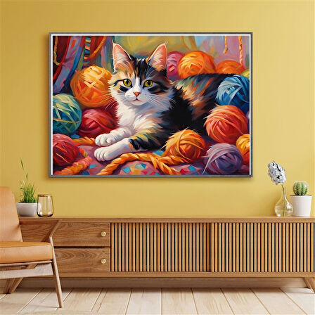 SEVİMLİ KEDİ CAT8 70X50CM KARTON ÇERÇEVESİZ TABLO