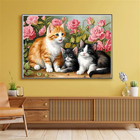 SEVİMLİ KEDİ CAT9 70X50CM KARTON ÇERÇEVESİZ TABLO