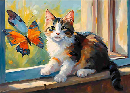 SEVİMLİ KEDİ CAT13 70X50CM KARTON ÇERÇEVESİZ TABLO