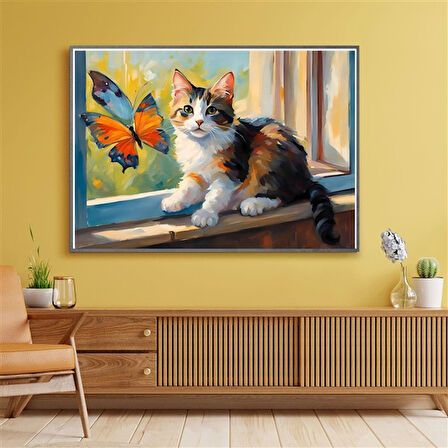 SEVİMLİ KEDİ CAT13 70X50CM KARTON ÇERÇEVESİZ TABLO