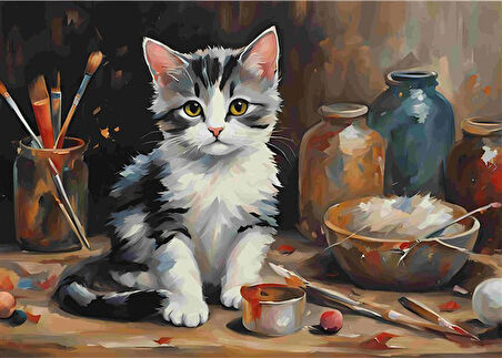 SEVİMLİ KEDİ CAT14 70X50CM KARTON ÇERÇEVESİZ TABLO