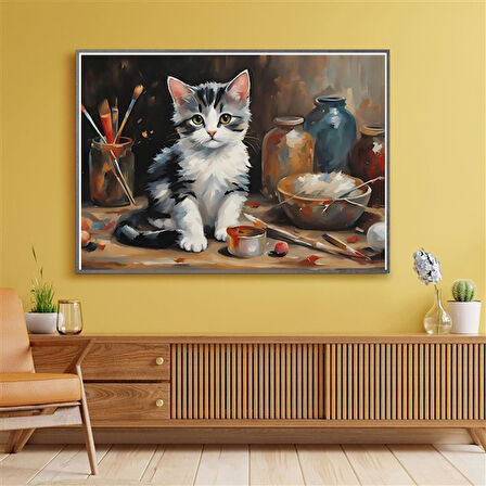 SEVİMLİ KEDİ CAT14 70X50CM KARTON ÇERÇEVESİZ TABLO