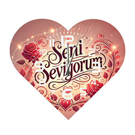 Tİ-PLAY KS105 KALP ŞEKLİNDE 30X30 CM HEDİYELİK DUVAR SAATİ