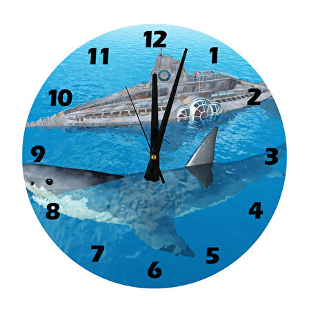Tİ-PLAY BÜYÜK MEGALODON  30X30CM AKRİLİK DEKORATİF MODERN DUVAR SAATİ