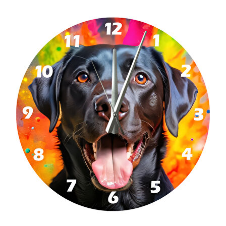 Tİ-PLAY SİYAH LABRADOR 30X30CM AKRİLİK DEKORATİF MODERN DUVAR SAATİ