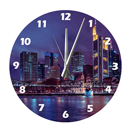 Tİ-PLAY ŞEHİR VE KÖPRÜ 30X30CM AKRİLİK DEKORATİF MODERN DUVAR SAATİ