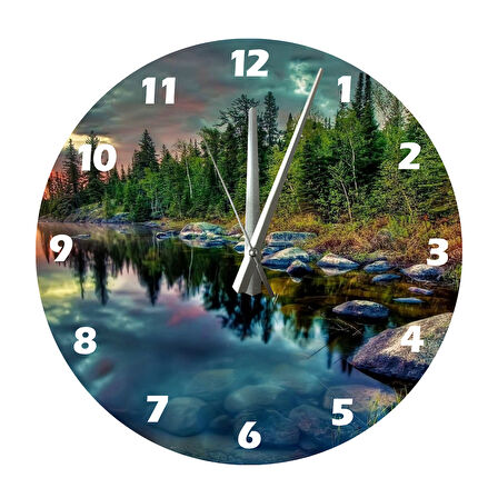 Tİ-PLAY NEHİR VE ORMAN 30X30CM AKRİLİK DEKORATİF MODERN DUVAR SAATİ