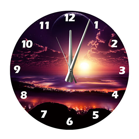 Tİ-PLAY MUHTEŞEM GÖKYÜZÜ VE ŞEHİR 30X30CM AKRİLİK DEKORATİF MODERN DUVAR SAATİ