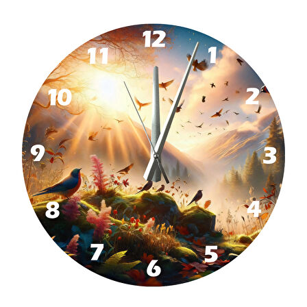 Tİ-PLAY KUŞ CENNETİ 30X30CM AKRİLİK DEKORATİF MODERN DUVAR SAATİ