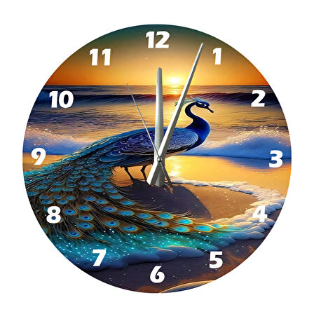 Tİ-PLAY TAVUS KUŞU 30X30CM AKRİLİK DEKORATİF MODERN DUVAR SAATİ