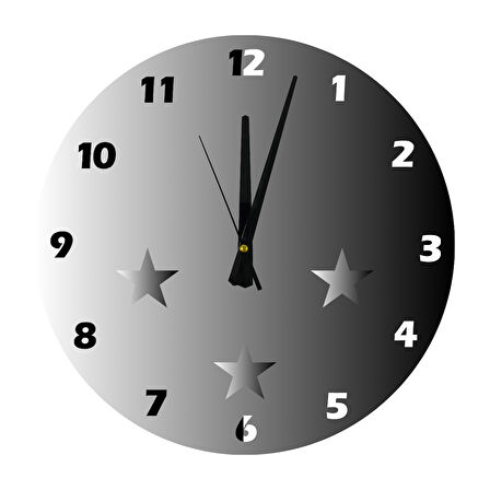 Tİ-PLAY SİYAH BEYAZ YILDIZLI 30X30CM AKRİLİK DEKORATİF MODERN DUVAR SAATİ